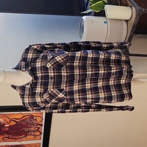 Valor Plaid Blue Brown Long Sleeve Fleese Fannel